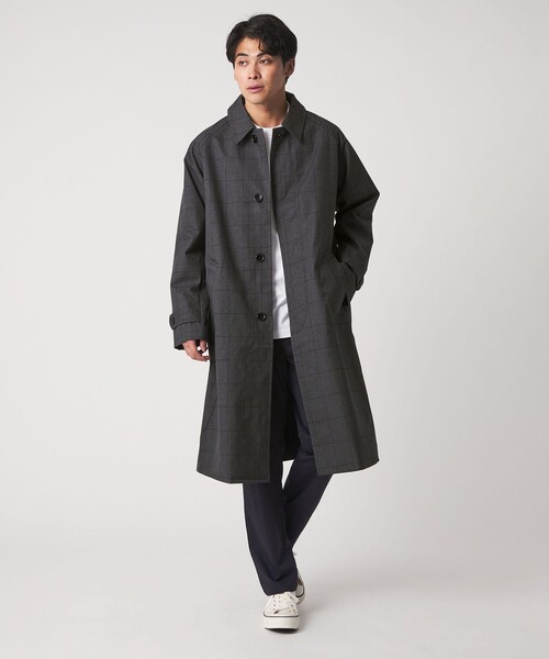 セール】チェック ルーズ バルカラーコート＜A DAY IN THE LIFE