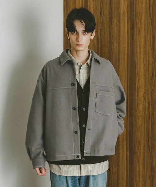 RAGEBLUE(レイジブルー)の「WOOLLYTEC STITCH JACKET / ウーリーテックステッチジャケット(ブルゾン・メンズ・ベージュ/ネイビー/ブラック/グレー・SMALL/MEDIUM/LARGE)」の4枚目の写真