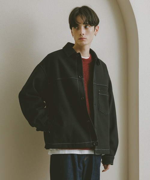 【希少/美品】ブラックコムデギャルソン/4Bストレッチジャケット/クロスステッチ RAGEBLUE（レイジブルー）の「WOOLLYTEC STITCH JACKET / ウーリー