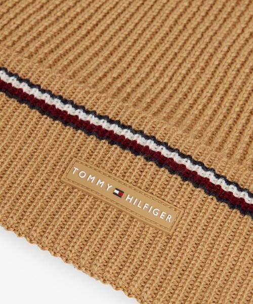 TOMMY HILFIGER（トミーヒルフィガー）の「ライン入りニットキャップ（ニットキャップ/ビーニー・メンズ・ベージュ/バーガンディー・FREE）」の4枚目の写真