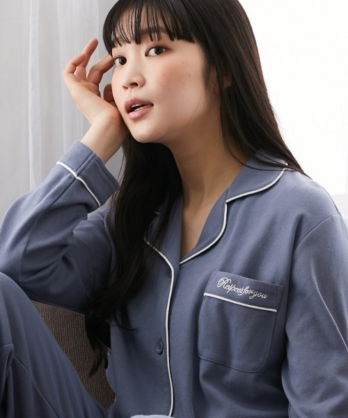 nissen(ニッセン)の「綿100%やわらかスムースシャツパジャマ(ルームウェア/パジャマ・レディース・ブラウン/ピンク/ネイビー/ブルーグレー/ラベンダー・3L/LL/L/M)」の19枚目の写真