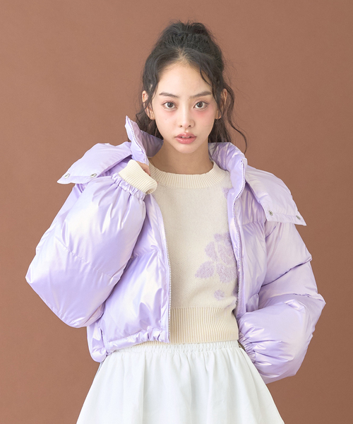 Mi-je（ミジェ）の「アソート中綿ジャケット【韓国ファッション】（ブルゾン・レディース・オフホワイト/ブラック/パープル・F）」の3枚目の写真