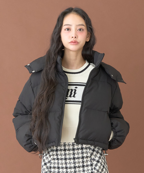 Mi-je（ミジェ）の「アソート中綿ジャケット【韓国ファッション】（ブルゾン・レディース・オフホワイト/ブラック/パープル・F）」の2枚目の写真