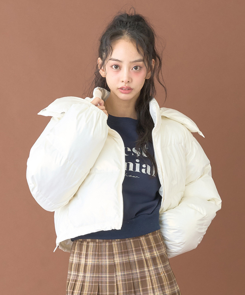 Mi-je（ミジェ）の「アソート中綿ジャケット【韓国ファッション】（ブルゾン・レディース・オフホワイト/ブラック/パープル・F）」の10枚目の写真