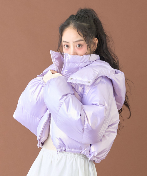 Mi-je（ミジェ）の「アソート中綿ジャケット【韓国ファッション】（ブルゾン・レディース・オフホワイト/ブラック/パープル・F）」の9枚目の写真
