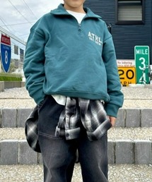 Right-on | 【Refurbish】ハーフジップスウェットプルオーバー (ハーフジップ/スウェット/プルオーバー/ロゴ/伸縮性/快適/耐久性/カジュアル/デイリー/レイヤード)(スウェット)