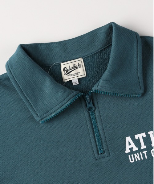 Right-on（ライトオン）の「【Refurbish】ハーフジップスウェットプルオーバー (ハーフジップ/スウェット/プルオーバー/ロゴ/伸縮性/快適/耐久性/カジュアル/デイリー/レイヤード)（スウェット・キッズ・グリーン/ブラック・110/120/140/160/130/150）」の6枚目の写真