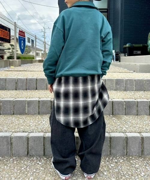 Right-on（ライトオン）の「【Refurbish】ハーフジップスウェットプルオーバー (ハーフジップ/スウェット/プルオーバー/ロゴ/伸縮性/快適/耐久性/カジュアル/デイリー/レイヤード)（スウェット・キッズ・グリーン/ブラック・110/120/140/160/130/150）」の13枚目の写真