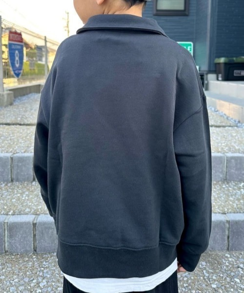 Right-on（ライトオン）の「【Refurbish】ハーフジップスウェットプルオーバー (ハーフジップ/スウェット/プルオーバー/ロゴ/伸縮性/快適/耐久性/カジュアル/デイリー/レイヤード)（スウェット・キッズ・グリーン/ブラック・110/120/140/160/130/150）」の18枚目の写真