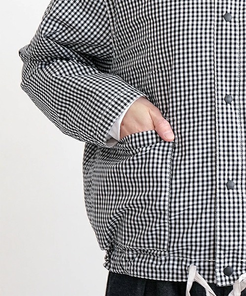 solamonat poche(ソラモナポッシェ)の「ウェザーばさっとリバーシブルジャケット(ノーカラージャケット・レディース・ブラック・2.0)」の8枚目の写真