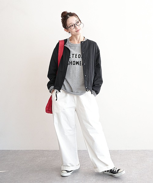 solamonat poche(ソラモナポッシェ)の「ウェザーばさっとリバーシブルジャケット(ノーカラージャケット・レディース・ブラック・2.0)」の2枚目の写真