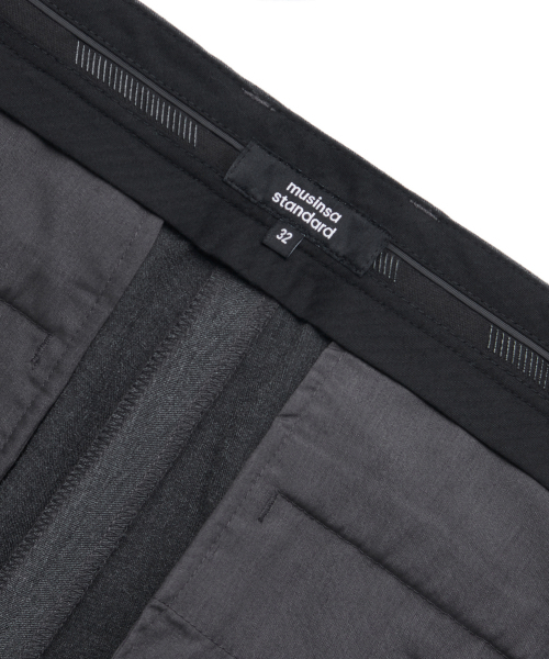 MUSINSA STANDARD（ムシンサスタンダード）の「テーパードヒドゥンバンディングテンススラックス[ミディアムグレー]（スラックス・メンズ・その他・31/26/27/28/29/30/32/33/34/36/38）」の6枚目の写真