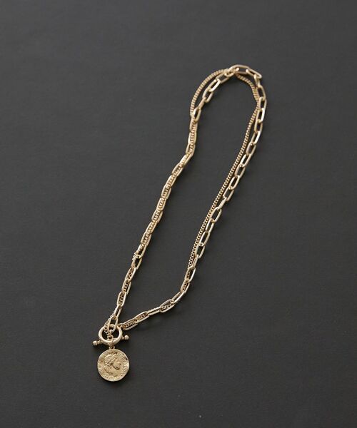 AMERICAN HOLIC（アメリカンホリック）の「コイントップダブルチェーンネックレス（ネックレス・レディース・シルバー/ゴールド・FREE）」の4枚目の写真