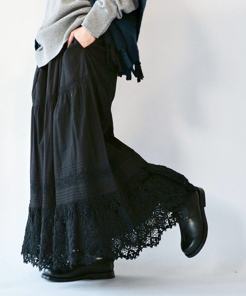 JOURNAL STANDARD LUXE（ジャーナルスタンダード　ラックス）の「ポプリン レーススカート（スカート・レディース・ブラック/ホワイト・FREE）」の2枚目の写真