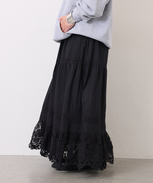 JOURNAL STANDARD LUXE（ジャーナルスタンダード　ラックス）の「ポプリン レーススカート（スカート・レディース・ブラック/ホワイト・FREE）」の6枚目の写真