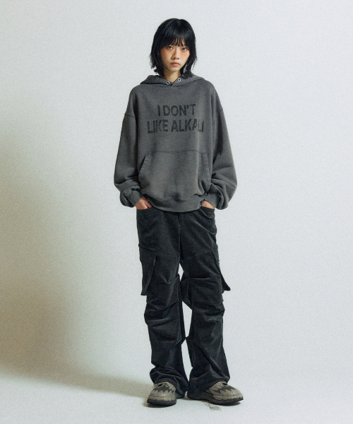 SLOWACID（スローアシッド）の「ウォッシュド ALKALI フードパーカー [チャコール]（パーカー・レディース・その他・SMALL/MEDIUM/LARGE/X-LARGE）」の3枚目の写真