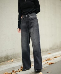 wide leg straight denim pants / ワイドレッグストレートデニムパンツ