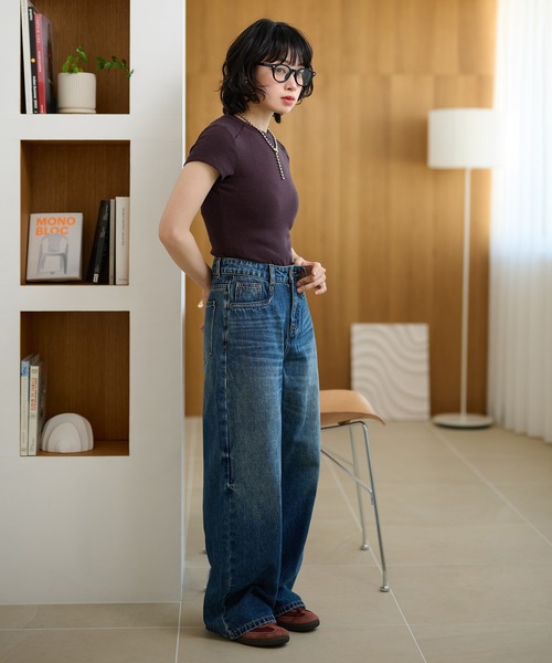 LAULEN（ローレン）の「wide leg straight denim pants / ワイドレッグストレートデニムパンツ（デニムパンツ・レディース・ブルー/ブラック・S/M）」の10枚目の写真