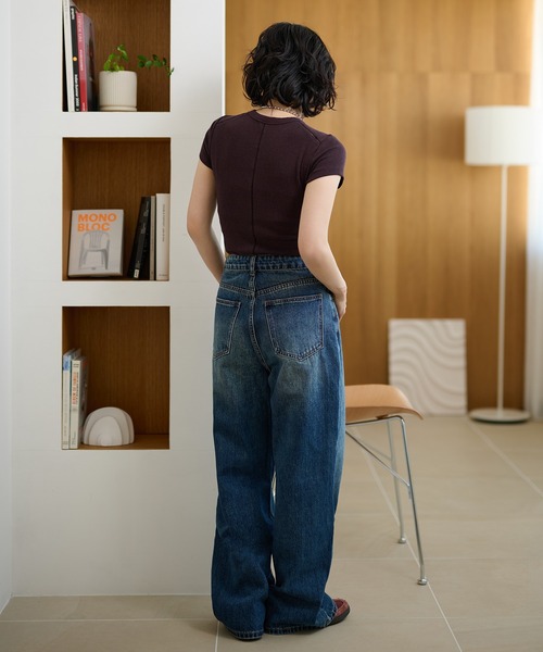 LAULEN（ローレン）の「wide leg straight denim pants / ワイドレッグストレートデニムパンツ（デニムパンツ・レディース・ブルー/ブラック・S/M）」の11枚目の写真