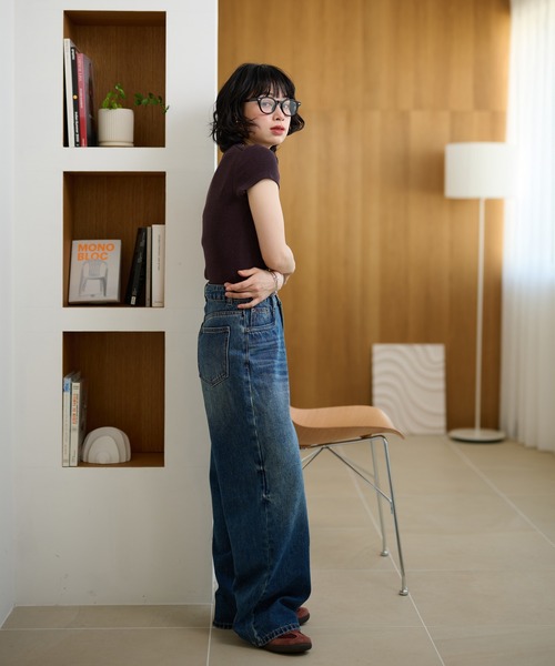 LAULEN（ローレン）の「wide leg straight denim pants / ワイドレッグストレートデニムパンツ（デニムパンツ・レディース・ブルー/ブラック・S/M）」の12枚目の写真