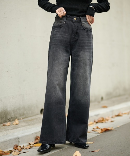 LAULEN（ローレン）の「wide leg straight denim pants / ワイドレッグストレートデニムパンツ（デニムパンツ・レディース・ブルー/ブラック・S/M）」の19枚目の写真