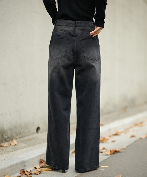 LAULEN（ローレン）の「wide leg straight denim pants / ワイドレッグストレートデニムパンツ（デニムパンツ・レディース・ブルー/ブラック・S/M）」の21枚目の写真