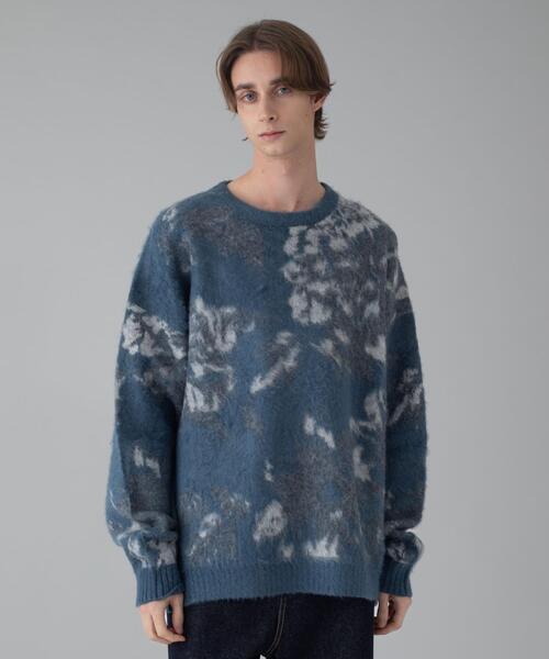 BROWNY（ブラウニー）の「BROWNY/【25年秋冬新作】ファジーパターンプルオーバー（ニット/セーター・メンズ・ブラック/ブルー/ダークグレー/オフホワイト・MEDIUM/LARGE）」の4枚目の写真