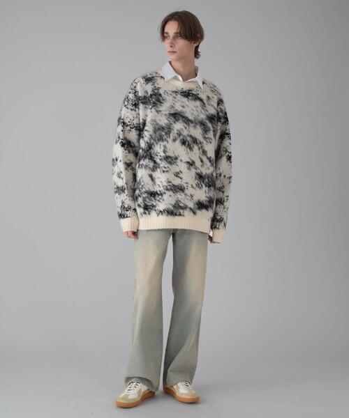 BROWNY（ブラウニー）の「BROWNY/【25年秋冬新作】ファジーパターンプルオーバー（ニット/セーター・メンズ・ブラック/ブルー/ダークグレー/オフホワイト・MEDIUM/LARGE）」の10枚目の写真
