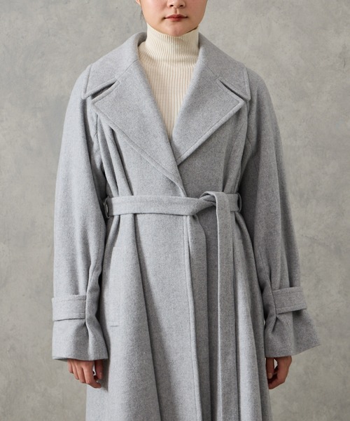 AIMER（エメ）の「RESCWOOL(R) モッサビッグカラーフィット&フレアベルテッドコート（その他アウター・レディース・アイボリー/ライトグレー/ブラウン・MEDIUM）」の19枚目の写真