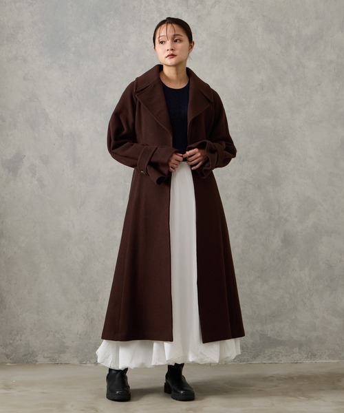 AIMER（エメ）の「RESCWOOL(R) モッサビッグカラーフィット&フレアベルテッドコート（その他アウター・レディース・アイボリー/ライトグレー/ブラウン・MEDIUM）」の14枚目の写真