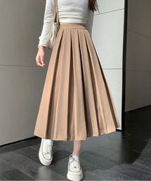 ミディアム丈プリーツハイウエストスカート