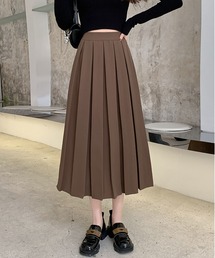 ミディアム丈プリーツハイウエストスカート