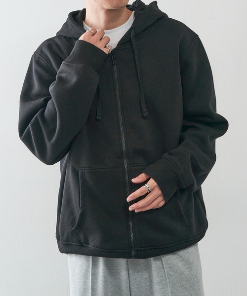 KNOCKER(ノッカー)の「【KNOCKER】Heavyweight Fleece Zipper Hoodie Jacket 裏起毛 フルジップパーカー ジップアップフーディー オーバーサイズ HD2000 UNTR(パーカー・メンズ・ブラック/チャコールグレー/グレー・M/L/XL)」の1枚目の写真