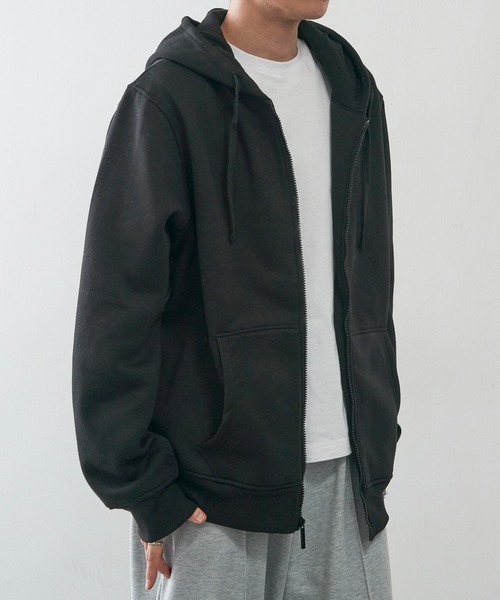 KNOCKER(ノッカー)の「【KNOCKER】Heavyweight Fleece Zipper Hoodie Jacket 裏起毛 フルジップパーカー ジップアップフーディー オーバーサイズ HD2000 UNTR(パーカー・メンズ・ブラック/チャコールグレー/グレー・M/L/XL)」の6枚目の写真