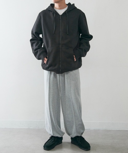 KNOCKER(ノッカー)の「【KNOCKER】Heavyweight Fleece Zipper Hoodie Jacket 裏起毛 フルジップパーカー ジップアップフーディー オーバーサイズ HD2000 UNTR(パーカー・メンズ・ブラック/チャコールグレー/グレー・M/L/XL)」の7枚目の写真