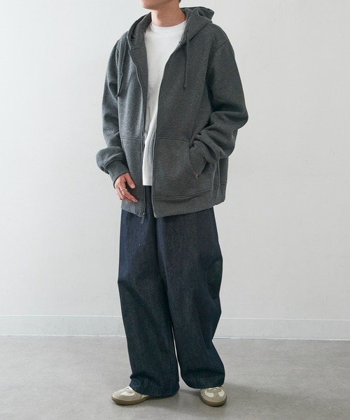 KNOCKER(ノッカー)の「【KNOCKER】Heavyweight Fleece Zipper Hoodie Jacket 裏起毛 フルジップパーカー ジップアップフーディー オーバーサイズ HD2000 UNTR(パーカー・メンズ・ブラック/チャコールグレー/グレー・M/L/XL)」の14枚目の写真