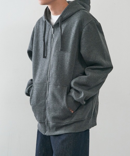 KNOCKER(ノッカー)の「【KNOCKER】Heavyweight Fleece Zipper Hoodie Jacket 裏起毛 フルジップパーカー ジップアップフーディー オーバーサイズ HD2000 UNTR(パーカー・メンズ・ブラック/チャコールグレー/グレー・M/L/XL)」の11枚目の写真