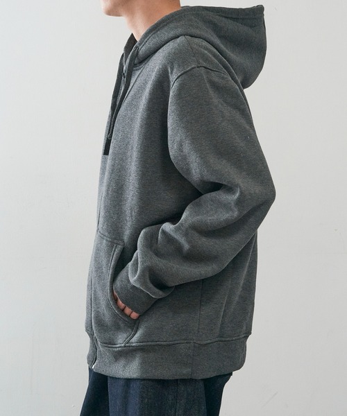 KNOCKER(ノッカー)の「【KNOCKER】Heavyweight Fleece Zipper Hoodie Jacket 裏起毛 フルジップパーカー ジップアップフーディー オーバーサイズ HD2000 UNTR(パーカー・メンズ・ブラック/チャコールグレー/グレー・M/L/XL)」の12枚目の写真