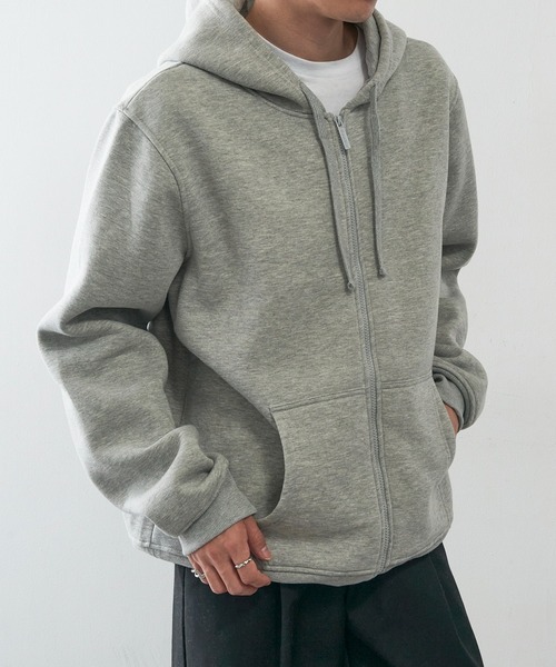 KNOCKER(ノッカー)の「【KNOCKER】Heavyweight Fleece Zipper Hoodie Jacket 裏起毛 フルジップパーカー ジップアップフーディー オーバーサイズ HD2000 UNTR(パーカー・メンズ・ブラック/チャコールグレー/グレー・M/L/XL)」の16枚目の写真