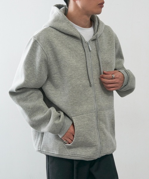 KNOCKER(ノッカー)の「【KNOCKER】Heavyweight Fleece Zipper Hoodie Jacket 裏起毛 フルジップパーカー ジップアップフーディー オーバーサイズ HD2000 UNTR(パーカー・メンズ・ブラック/チャコールグレー/グレー・M/L/XL)」の17枚目の写真