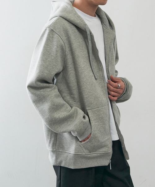 KNOCKER(ノッカー)の「【KNOCKER】Heavyweight Fleece Zipper Hoodie Jacket 裏起毛 フルジップパーカー ジップアップフーディー オーバーサイズ HD2000 UNTR(パーカー・メンズ・ブラック/チャコールグレー/グレー・M/L/XL)」の18枚目の写真