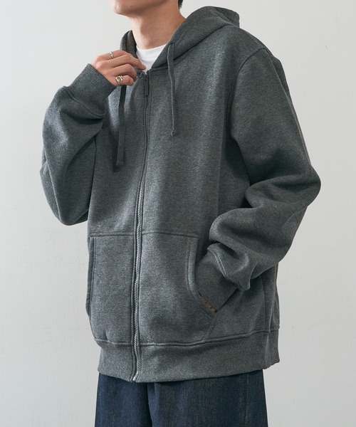 KNOCKER(ノッカー)の「【KNOCKER】Heavyweight Fleece Zipper Hoodie Jacket 裏起毛 フルジップパーカー ジップアップフーディー オーバーサイズ HD2000 UNTR(パーカー・メンズ・ブラック/チャコールグレー/グレー・M/L/XL)」の10枚目の写真
