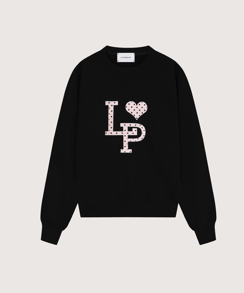 LA POMME petit(ラポミ・プチ)の「LA POMME petit Embroidery Dot Logo Sweater(スウェット・レディース・ホワイト/ブラック・FREE)」の1枚目の写真