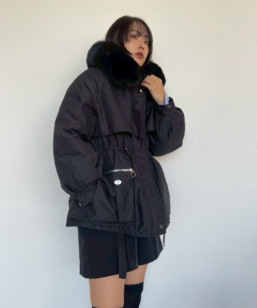 AMAIL（アマイル）の「Snowline Coat（ダウンジャケット/コート・レディース・ブラック/ベージュ・FREE）」の6枚目の写真