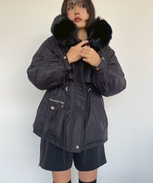 AMAIL（アマイル）の「Snowline Coat（ダウンジャケット/コート・レディース・ブラック/ベージュ・FREE）」の7枚目の写真