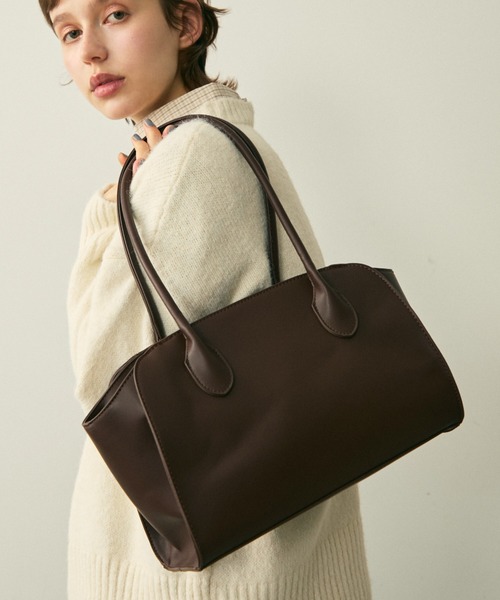 full/fill.(フルフィル)の「faux leather boston bag / フェイクレザーボストンバッグ(ボストンバッグ・レディース・ブラウン/ブラック・FREE)」の3枚目の写真