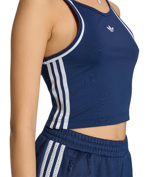adidas（アディダス）の「adidas SUMMER GLOW VINTAGE INSPIRED SLIM TANK TOP / アディダス サマーグロー ビンテージ インスパイアード スリム タンク（タンクトップ・レディース・ネイビー・M/L/S）」の3枚目の写真