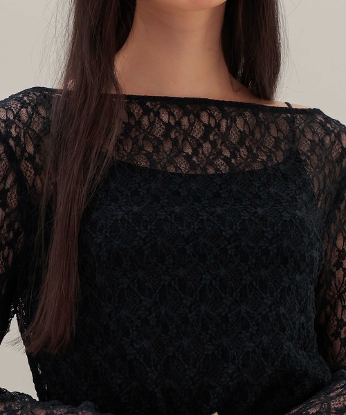 DRESSLAVE（ドレスレイブ）の「shrink stretch 2way pullover(シュリンクストレッチ2ウェイプルオーバー)（Tシャツ/カットソー・レディース・ホワイト/ネイビー・38）」の5枚目の写真