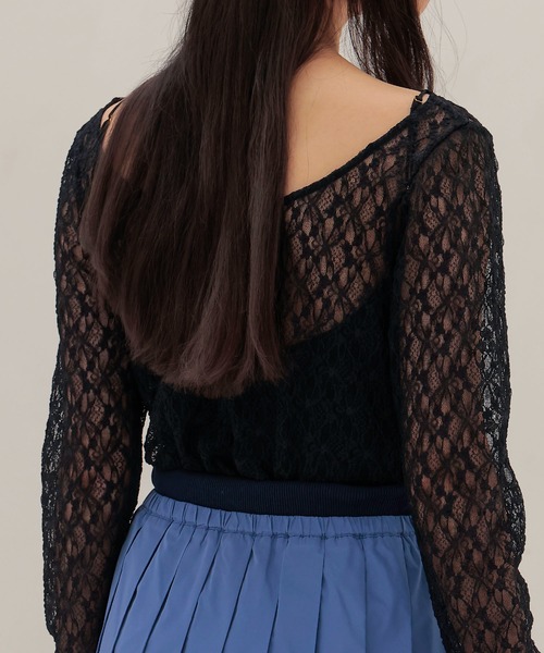 DRESSLAVE（ドレスレイブ）の「shrink stretch 2way pullover(シュリンクストレッチ2ウェイプルオーバー)（Tシャツ/カットソー・レディース・ホワイト/ネイビー・38）」の7枚目の写真