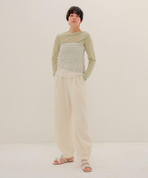 DRESSLAVE（ドレスレイブ）の「shrink stretch 2way pullover(シュリンクストレッチ2ウェイプルオーバー)（Tシャツ/カットソー・レディース・ホワイト/ネイビー・38）」の11枚目の写真